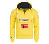 Geographical Norway GYMCLASS - Felpa con cappuccio e tasca a marsupio da uomo, con logo della marca e maniche lunghe, giallo, S