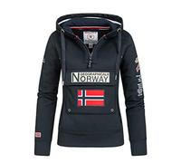 Geographical Norway Gymclass Lady - Felpa Donna Zip Hoodie Tasche - Pile Donna Maglione Manica Lunga Giacca Cappuccio - Abito Ideale Primavera Estate Autunno Inverno Stagione (Marina XL)