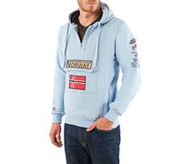 Geographical Norway GYMCLASS Men - Felpa Lunghe con Cappuccio Uomo - Incappucciati Shirt Resistenza Uomo - Grandi Maniche Caldo Pullover Uomini Casual (Cielo Blu M)