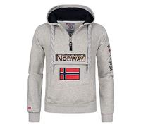 Geographical Norway GYMCLASS Men - Felpa Lunghe con Cappuccio Uomo - Incappucciati Shirt Resistenza Uomo - Grandi Maniche Caldo Pullover Uomini Casual (Grigio Chiaro M)