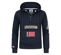 Geographical Norway GYMCLASS Men - Felpa Lunghe con Cappuccio Uomo - Incappucciati Shirt Resistenza Uomo - Grandi Maniche Caldo Pullover Uomini Casual (Marine XL)