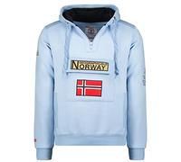 Geographical Norway GYMCLASS Men - Felpa Lunghe con Cappuccio Uomo - Incappucciati Shirt Resistenza Uomo - Grandi Maniche Caldo Pullover Uomini Casual (Blu Cielo XXXL)