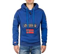 Geographical Norway GYMCLASS Men - Felpa Lunghe con Cappuccio Uomo - Incappucciati Shirt Resistenza Uomo - Grandi Maniche Caldo Pullover Uomini Casual (Blu Reale)