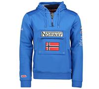 Geographical Norway Gymclass Men - Felpa Uomo con Cappuccio Tasca A Canguro Zip - Felpe Pullover Hoody Neve A Maniche Lunghe - Abito Ideale Primavera Estate Autunno Inverno (Blu Reale L)