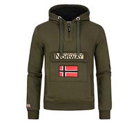 Geographical Norway Gymclass Men - Felpa Uomo con Cappuccio Tasca A Canguro Zip - Felpe Pullover Hoody Neve A Maniche Lunghe - Abito Ideale Primavera Estate Autunno Inverno (Kaki S)