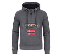 Geographical Norway Gymclass Men - Felpa Uomo con Cappuccio Tasca A Canguro Zip - Felpe Pullover Hoody Neve A Maniche Lunghe - Abito Ideale Primavera Estate Autunno Inverno (Grigio Scuro M)