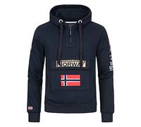 Geographical Norway Gymclass Men - Felpa Uomo con Cappuccio Tasca A Canguro Zip - Felpe Pullover Hoody Neve A Maniche Lunghe - Abito Ideale Primavera Estate Autunno Inverno (Blu Navy 3XL)
