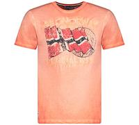Geographical Norway JAPORAL Men - Maglietta in Cotone da Uomo, a Maniche Corte, Scollo Rotondo, Stile Casual (Corallo, M)
