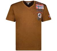 Geographical Norway JOTHAM Men - Maglietta Cotone Uomo Stampa Scollo V - T-Shirt V-Neck Maniche Corte Morbida Prodotto - Stile Casual Fit Modello Kaki M