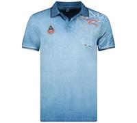 Geographical Norway KADVENTURE Men - Polo Shirt Uomo Stampato - Cotton Button Down Maniche Corte Uomo - Casual Shirt Tops Regular Fit Style Classic Blu XL