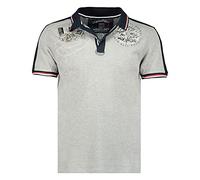 Geographical Norway Kalvin Men - Polo da Uomo con Stampa Classica, in Cotone, a Maniche Corte, Casual, con Colletto a Bottoni, Stile Classico (Grigio, XL)