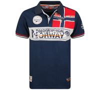 Geographical Norway Kidney Men - Polo da Uomo con Stampa Classica, in Cotone, a Maniche Corte, Casual, con Colletto a Bottone, Stile Classico (Marina, XL)