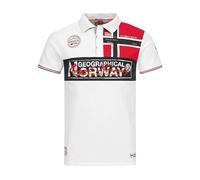 Geographical Norway Kidney Men - Polo da Uomo con Stampa Classica, in Cotone, a Maniche Corte, Casual, con Colletto a Bottone, Stile Classico (Bianco, M)