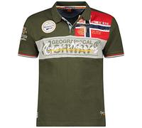 Geographical Norway Kidney Men - Polo da Uomo con Stampa Classica, in Cotone, a Maniche Corte, Casual, con Colletto a Bottone, Stile Classico (Khaki, M)