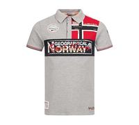 Geographical Norway Kidney Men - Polo da Uomo con Stampa Classica, in Cotone, a Maniche Corte, Casual, con Colletto a Bottone, Stile Classico (Grigio, L)