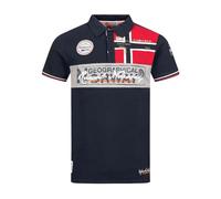 Geographical Norway Kidney Men - Polo da Uomo con Stampa Classica, in Cotone, a Maniche Corte, Casual, con Colletto a Bottone, Stile Classico (Marina, M)