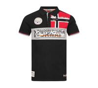 Geographical Norway Kidney Men - Polo da Uomo con Stampa Classica, in Cotone, a Maniche Corte, Casual, con Colletto a Bottone, Stile Classico (Nero, XL)