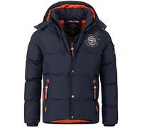 Geographical Norway Men's Quilted Winter Jacket - Lined Warm Anorak - Outdoor Ski Snowboard Jacket for Winter/Autumn in Bundle with UD Beanie, Navy Blue, XXL
