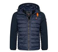 Geographical Norway Men's Winter Jacket Parka Quilted Jacket Hood Softshell Quilted, navy, XL