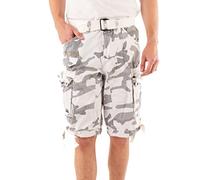 Geographical Norway Panoramique Men - Bermuda Cotone Casual Shorts - Bermuda Sportivi Da Uomo Short - Bermuda Chino Traspiranti - Pantaloncini Corti Con Cintura Vestibilità Normale (CAMO Bianco L)