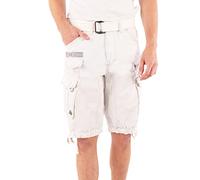 Geographical Norway Panoramique Men - Bermuda Cotone Casual Shorts - Bermuda Sportivi Da Uomo Short - Bermuda Chino Traspiranti - Pantaloncini Corti Con Cintura Vestibilità Normale (Bianco L)