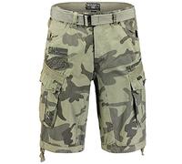 Geographical Norway Pantaloncini cargo, bermuda con cintura, pantaloncini Hunter in vita, con bandana UD, Greycamo 2, M