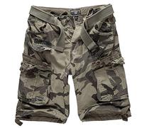 Geographical Norway - Pantaloncini cargo/Bermuda stile cacciatore con cintura e bandana UD Grigio militare L