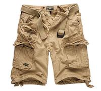 Geographical Norway Pantaloncini cargo, bermuda con cintura, pantaloncini Hunter in vita, con bandana UD, Beige 4, M