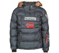 Geographical Norway - Parka con passamontagna caldo, da uomo, impermeabile, con cappuccio in pelliccia spessa, per esterni, giacca calda da vento, invernale, fodera esterna da uomo (Gris scuro L)