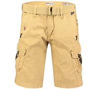 Geographical Norway Peanut Men - Bermuda Cotone Casual Shorts - Bermuda Sportivi da Uomo Short - Bermuda Chino Traspiranti - Pantaloncini Corti con Cintura vestibilità Normale Beige XXL