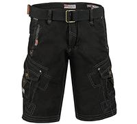 Geographical Norway Peanut Men - Bermuda Cotone Casual Shorts - Bermuda Sportivi da Uomo Short - Bermuda Chino Traspiranti - Pantaloncini Corti con Cintura vestibilità Normale Nero XXL