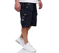 Geographical Norway Perle Pantaloni corti cargo da uomo, con cintura blu navy Small