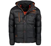 Geographical Norway - Piumino invernale da uomo, imbottito, giacca per l'inverno/autunno, incluso berretto urbandreamz Nero XXL