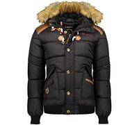 Geographical Norway, Piumino trapuntato da uomo con cappuccio fisso e regolabile, inserti in similpelle modello, Nero , M