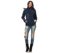 Geographical Norway REINE LADY - Giacca Softshell Impermeabile Donna - Giacca Cappuccio Softshelljacke - Giacca Invernale Antivento - Attività All'aperto Regolabile (Marina/Rosa L) Taglia 3