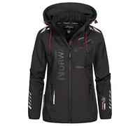 Geographical Norway REINE LADY - Giacca Softshell Impermeabile Donna - Giacca Cappuccio Softshelljacke - Giacca Invernale Antivento - Attività All'aperto Regolabile (Nero L) Taglia 3