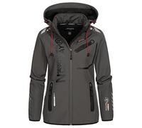 Geographical Norway REINE LADY - Giacca Softshell Impermeabile Donna - Giacca Cappuccio Softshelljacke - Giacca Invernale Antivento - Attività All'aperto Regolabile (Grigio/Nero S) Taglia 1