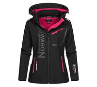 Geographical Norway REINE LADY - Giacca Softshell Impermeabile Donna - Giacca Cappuccio Softshelljacke - Giacca Invernale Antivento - Attività All'aperto Regolabile (Nero/Rosa M) Taglia 2