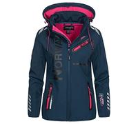 Geographical Norway REINE LADY - Giacca Softshell Impermeabile Donna - Giacca Cappuccio Softshelljacke - Giacca Invernale Antivento - Attività All'aperto Regolabile (Marina/Rosa M) Taglia 2