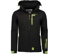 Geographical Norway Ritchoneama Men - Giacca softshell con cappuccio da uomo impermeabile, giacca da esterno, antivento, tattica, resistente, escursionismo, sci, autunno, inverno, primavera (nero XL