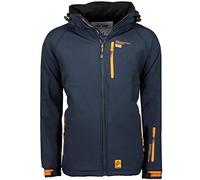 Geographical Norway Ritchoneama Men - Giacca softshell con cappuccio da uomo impermeabile, giacca da esterno, antivento, tattica, resistente, escursionismo, sci, autunno, inverno, primavera (marina S