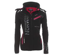 Geographical Norway Romantic Turbo-Dry - Giacca da donna in softshell, con cappuccio rimovibile nero/rosa S