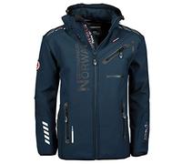 Geographical Norway Royaute Men Distribrands - Giacca Softshell impermeabile uomo - Giacca cappuccio traspirante all'aperto vento tattica resistente all'inverno (Blu_marino_Nero L)
