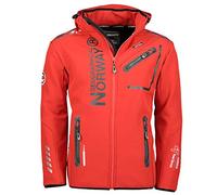 Geographical Norway Royaute Men - Giacca Cappuccio Softshell Impermeabile Uomo - Giacca Vento Tattica Da Esterno - Escursionismo Sci Autunno Inverno Primavera (nero rosso S)