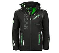 Geographical Norway ROYAUTE MEN - Giacca Softshell Impermeabile Uomo - Giubotto Cappuccio Transpirante All'aperto - Giacca Invernale Antivento - Ideale Attività All'aperto (Nero S)