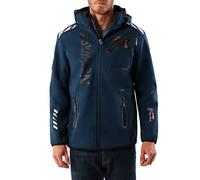 Geographical Norway - Giacca Softshell, da uomo per attività all'aperto, Turbo-Dry, impermeabile, con cappuccio Navy/nero XXXL