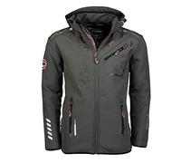 Geographical Norway ROYAUTE Men's Softshell Jacket, Men's Waterproof Jacket with Hood, Outdoor Wind Jacket, Tactical Jacket, Branding Production, grey/black, XL
