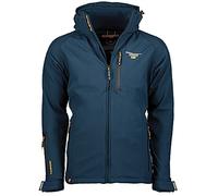 Geographical Norway TABOO MEN - Giacca Softshell impermeabile da uomo - Cappotto con cappuccio per esterni - antivento tattico invernale - Giacca per attività all'aperto Blu S