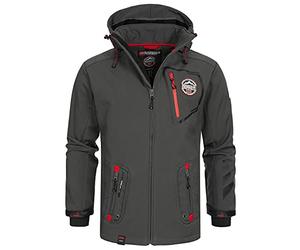 Geographical Norway Tacebook Men - Giacca Softshell Uomo Cappuccio Impermeabile - Giubbotto invernale Antipioggia Esterno - Escursionismo Sci Autunno Inverno Primavera (Grigio Scuro M)