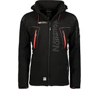 Geographical Norway TECHNO MEN - Giacca Softshell Zip Impermeabile Da Uomo - Cappuccio Traspirante - Giacca Tattico Antivento Calda Invernale - Ideale Per Le Attività All'aperto (NERO L)